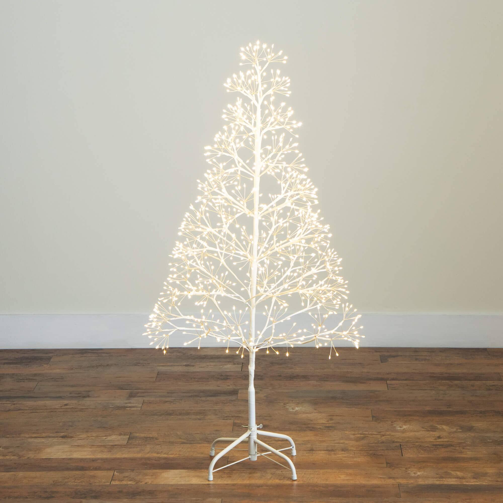 4ft. Pre-Lit Artificial White Starburst Tree, Fairy Warm White LED Lights